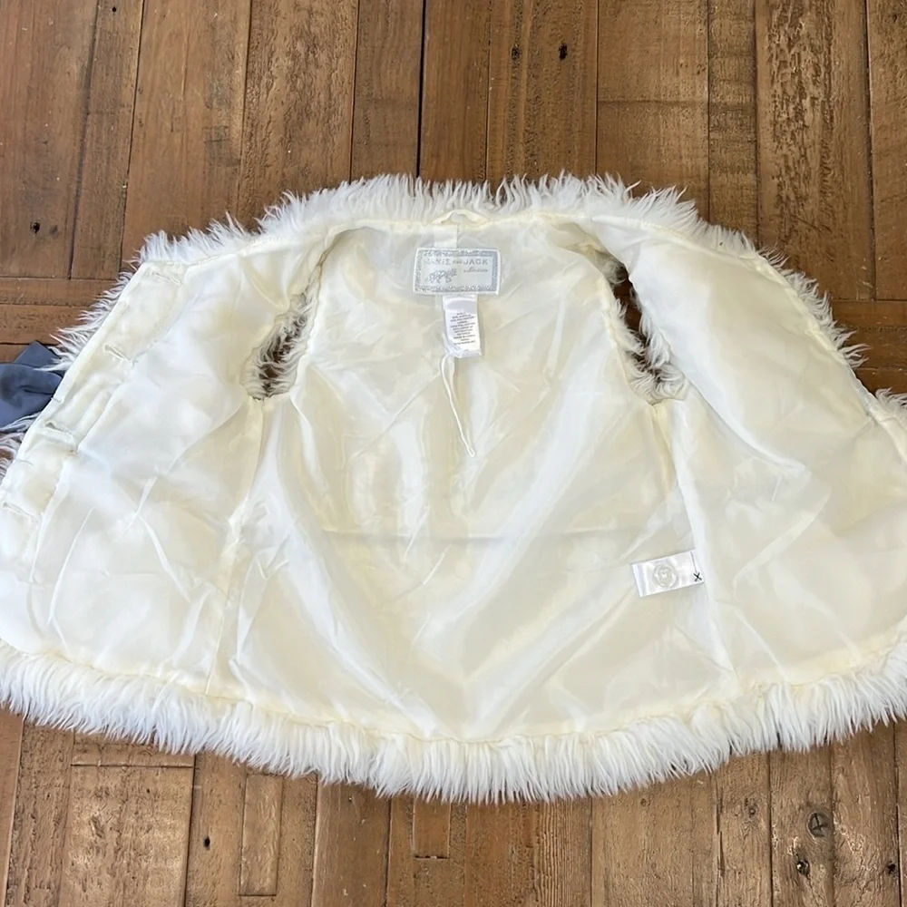 Janie and jack cream faux fur silver bow vest